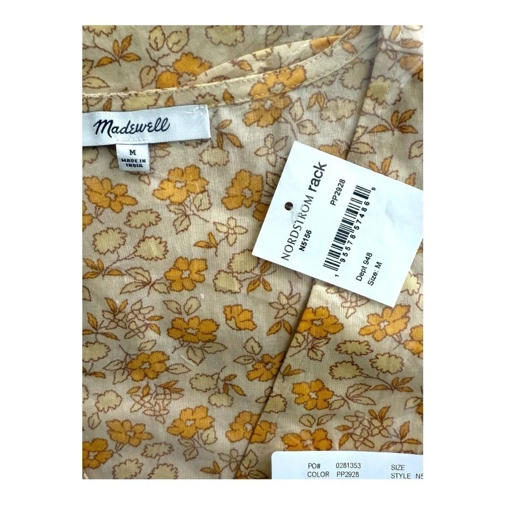 NWT Madewell Spring Fiore Floral Wrap Dress in Yellow